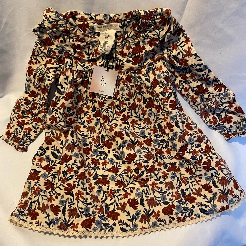 Charming Floral Kids Dress with Ruffle Neck